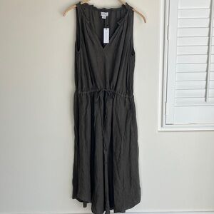 VELVET by Graham & Spencer Army Green Sleeveless Linen Maxi Dress Size Large NWT